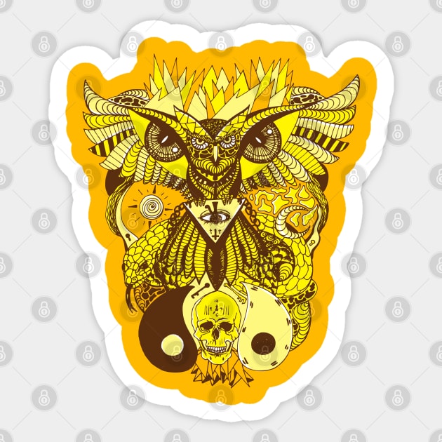 Sorange Owl And Ageless Skull Sticker by kenallouis